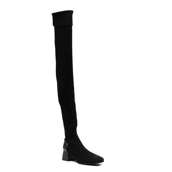 Courreges Logo Patch Over the Knee Ribbed Sock Boots 40 10 - Picture 1 of 11